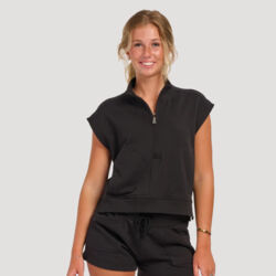 Women's French Terry Half-Zip Short Sleeve Sweatshirt Thumbnail
