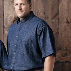 Men's Tall Denim Short Sleeve Shirt Thumbnail