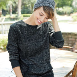 Women’s Glitter French Terry Wide Neck Sweatshirt Thumbnail