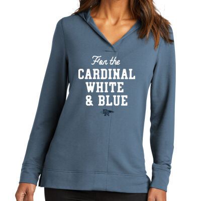 *For the Cardinal White and Blue - Ladies Microterry Pullover Hoodie Thumbnail