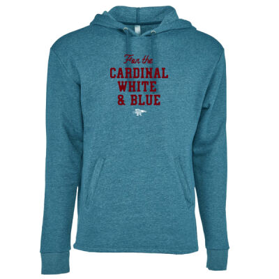 *Cardinal White & blue - Ladies Tri Blend Fleece Pullover Hoodie - Malibu Welt Pocket Hoodie Thumbnail