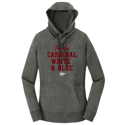 *Cardinal White & blue - Ladies Tri Blend Fleece Pullover Hoodie - Ladies French Terry Pullover Hoodie Thumbnail