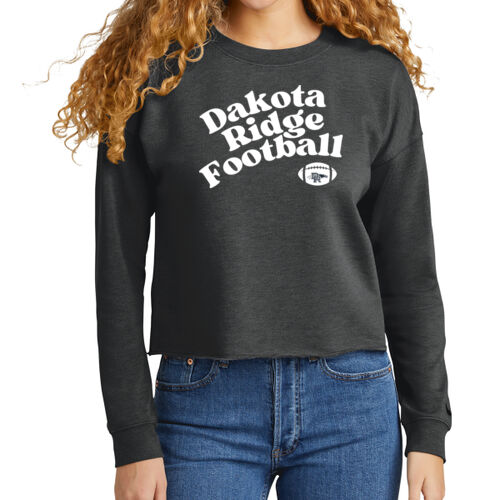 *Dakota Ridge Football White - Ladies Tri Blend Fleece Crop Crew Thumbnail